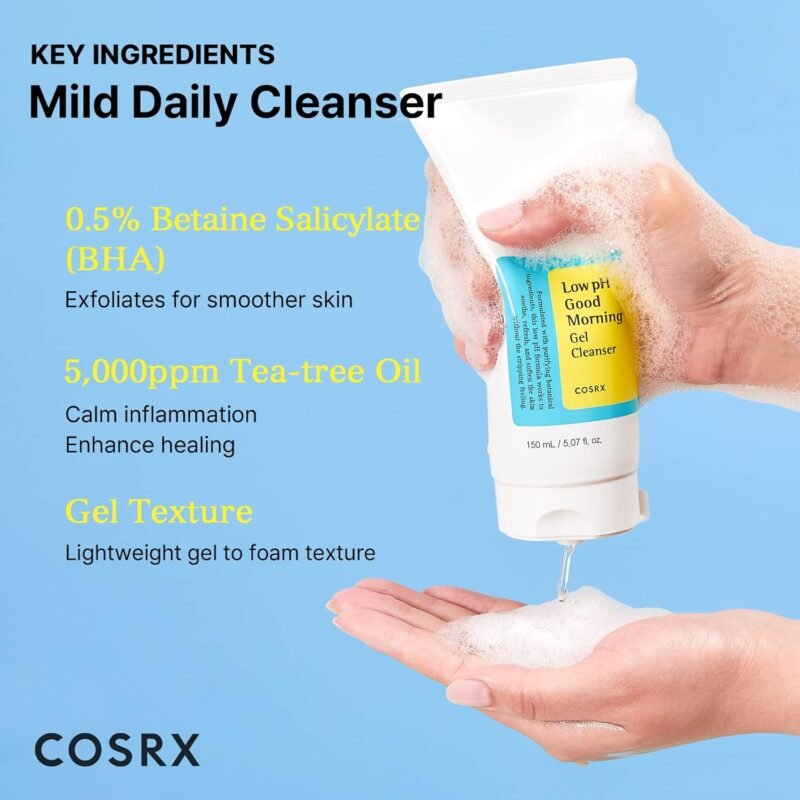 COSRX Low pH Good Morning Gel Face Cleanser, 5.07 fl oz, BHA Face Wash, Daily Mild Face Cleanser for Sensitive Skin, PH Balancing, Korean Skin Care, Korean Face Wash - Image 4