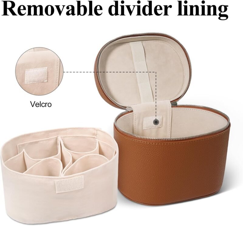 Makeup Bag, Travel Make up Case with Compartments and Handle, Portable Cosmetic Organizer Bags,Toiletry Bag for Women - Image 3