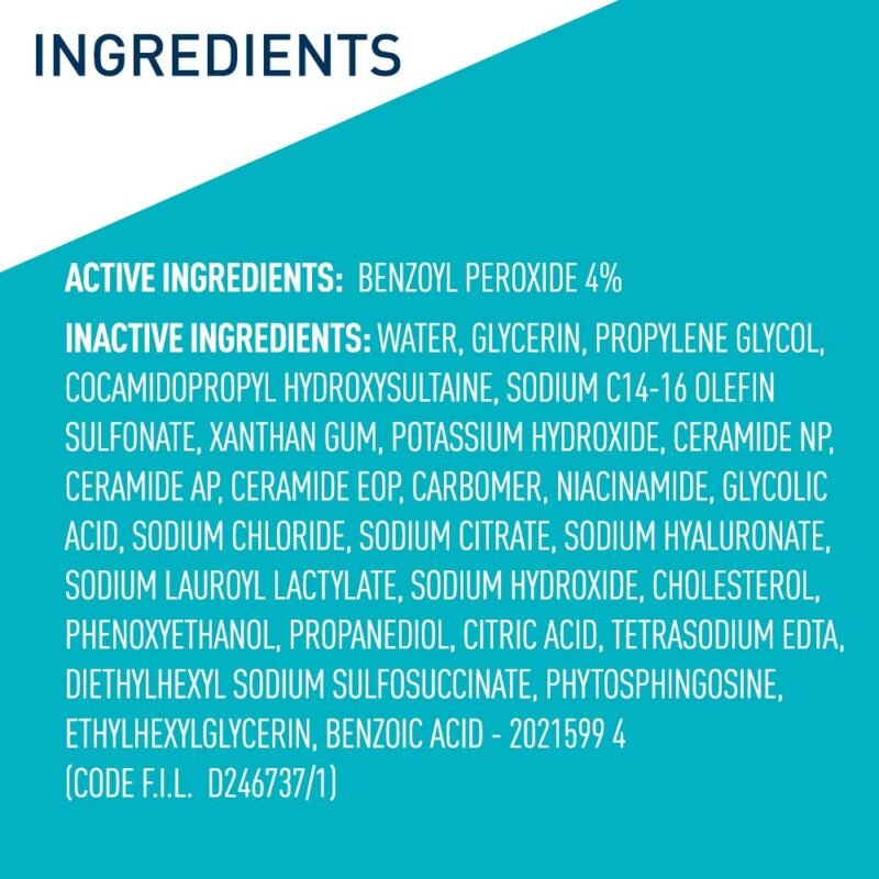 CeraVe Acne Foaming Cream Cleanser, 4% Benzoyl Peroxide Face Wash With Hyaluronic Acid, Niacinamide & Ceramides, Gentle Daily Acne Treatment For Face - Image 7