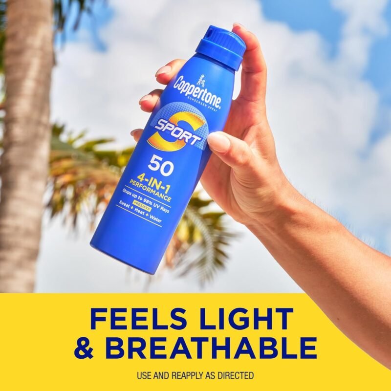 Coppertone Sport Sunscreen Spray SPF 50, Water Resistant Spray Sunscreen Bulk Pack, 5.5 Oz, Pack of 3 (Packaging May Vary) - Image 7