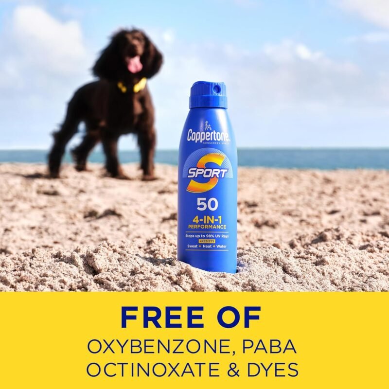 Coppertone Sport Sunscreen Spray SPF 50, Water Resistant Spray Sunscreen Bulk Pack, 5.5 Oz, Pack of 3 (Packaging May Vary) - Image 8