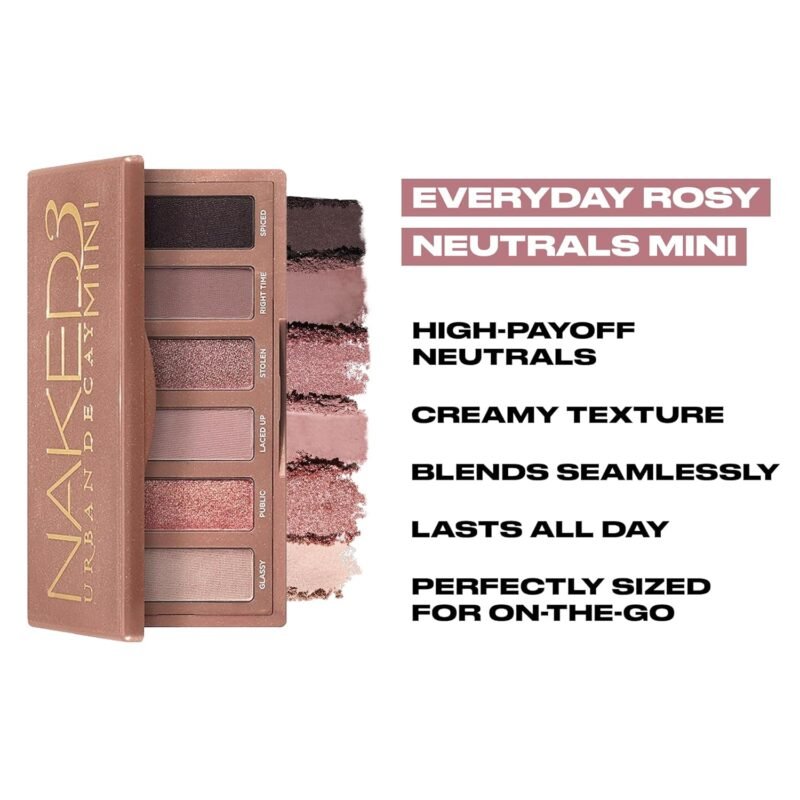 URBAN DECAY Naked 3 Mini Eyeshadow Palette, Soft Pink Neutral Eye Makeup, Matte & Shimmer Finish, 6 Rosy Nude Eye Shadows, Natural Everyday to Smokey Eye, Travel Friendly Size, Vegan, Cruelty-free - Image 5