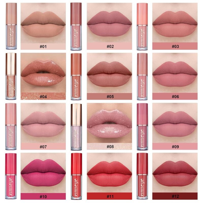 12Pcs Velvet Matte Liquid Lipstick Set, Waterproof Long Lasting Quick-drying Non-Stick Cup Nude Lip Stain Kit, Up to 24H Wear, Professional Lip Makeup Gift Kit for Women (SET A) - Image 5