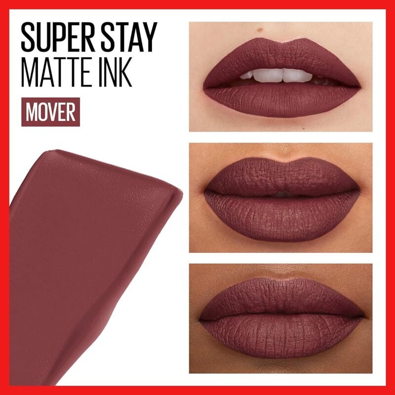 Maybelline Super Stay Matte Ink Liquid Lipstick Makeup, Long Lasting High Impact Color, Up to 16H Wear, Mover, Brown, 1 Count, Packaging May Vary - Image 3