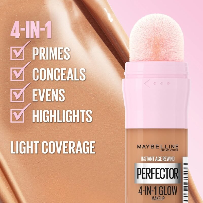 Maybelline New York Instant Age Rewind Instant Perfector 4-In-1 Glow Makeup, Light/Medium - Image 5