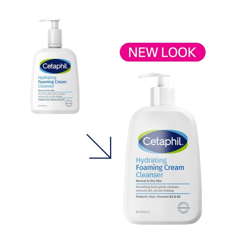 Cetaphil Cream to Foam Face Wash, Hydrating Foaming Cream Cleanser, 16 oz, For Normal to Dry, Sensitive Skin, with Soothing Prebiotic Aloe, Hypoallergenic, Fragrance Free - Image 3