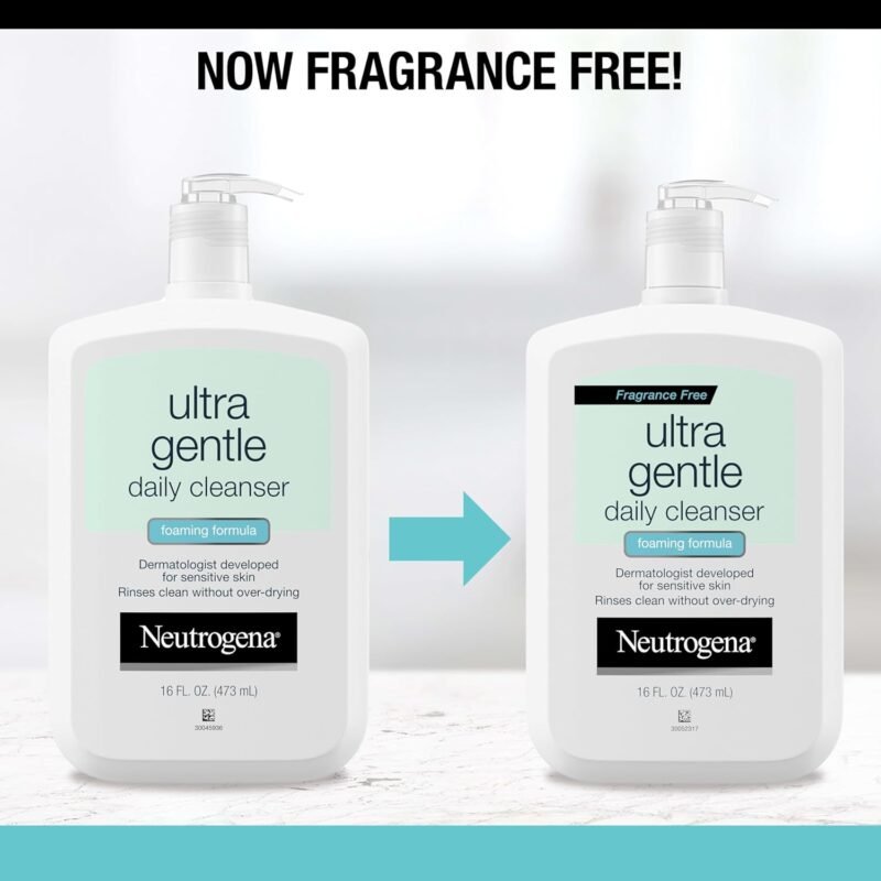 Neutrogena Fragrance Free Ultra Gentle Foaming Daily Cleanser, Hydrating Face Wash for Sensitive Skin, Removes Makeup & Gently Cleanses Without Over Drying, Hypoallergenic, 16 fl. oz - Image 3