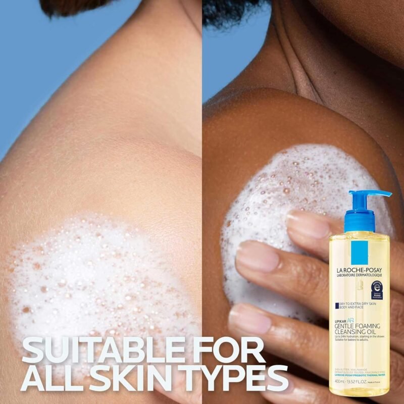 La Roche-Posay Lipikar AP+ Gentle Foaming Cleansing Oil, Gentle Oil Cleanser for Face and Body Formulated with Niacinamide, Long-Lasting 24-hour Hydration, Fragrance-Free & Soap Free - Image 6