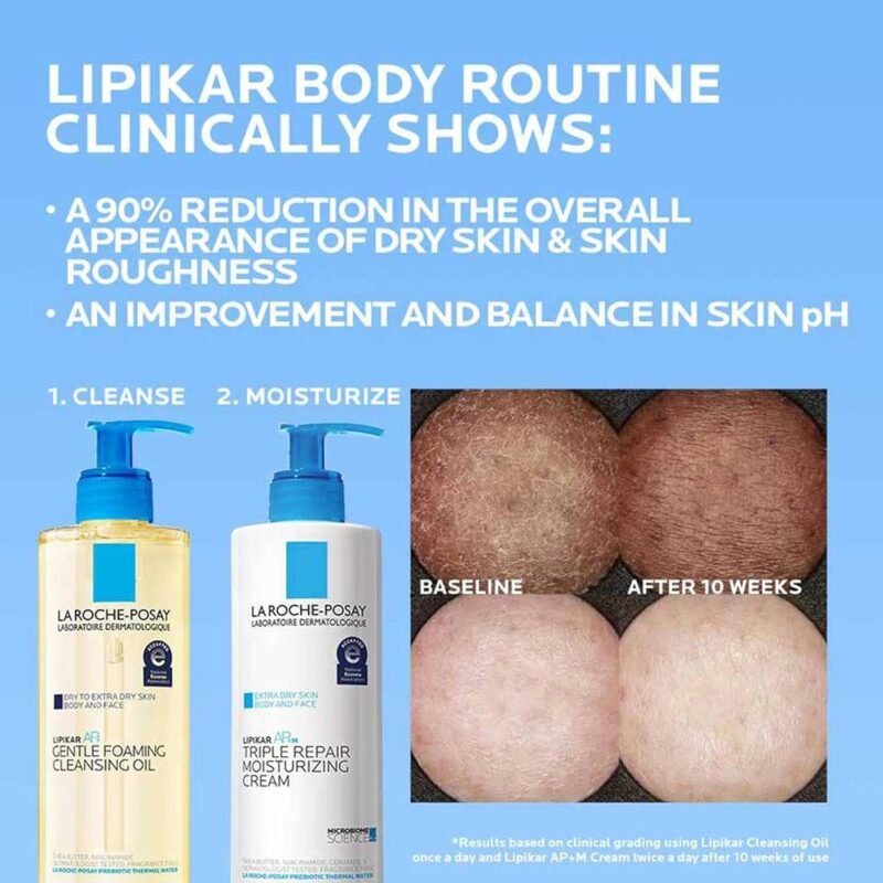 La Roche-Posay Lipikar AP+ Gentle Foaming Cleansing Oil, Gentle Oil Cleanser for Face and Body Formulated with Niacinamide, Long-Lasting 24-hour Hydration, Fragrance-Free & Soap Free - Image 8