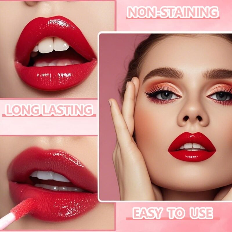 Eakroo 6 Colors Lip Tint Stain Mini Liquid Lipstick, Korean Lip Gloss Moisturizing Natural, Multi-Use Lip and Cheek Tint, Non-Stick Cup, Lightweight, High Pigment, Long-Lasting, Vivid Color - Image 3
