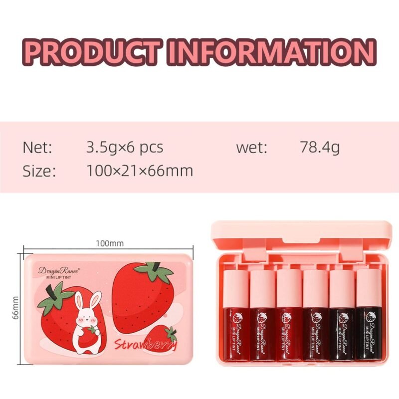 Eakroo 6 Colors Lip Tint Stain Mini Liquid Lipstick, Korean Lip Gloss Moisturizing Natural, Multi-Use Lip and Cheek Tint, Non-Stick Cup, Lightweight, High Pigment, Long-Lasting, Vivid Color - Image 7