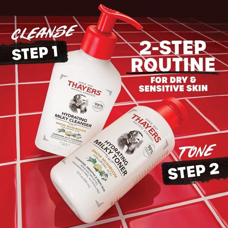 Thayers Milky Face Cleanser with Snow Mushroom, Hyaluronic Acid - Gentle, Hydrating, Dermatologist Recommended for Dry, Sensitive Skin - Paraben Free, 8 oz - Image 5