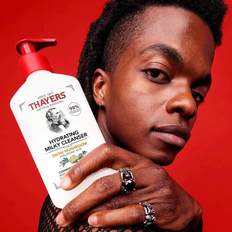 Thayers Milky Face Cleanser with Snow Mushroom, Hyaluronic Acid - Gentle, Hydrating, Dermatologist Recommended for Dry, Sensitive Skin - Paraben Free, 8 oz - Image 7