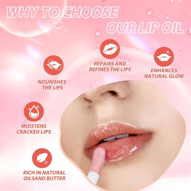 LANGMANNI Lip Oil,No-Sticky Gloss Lip Balm Lip Care,Fruit Flavoured Lip Oil For Dry Lip's Moisturizing Hydrating And Nourishing (Strawberry+Coco) - Image 6