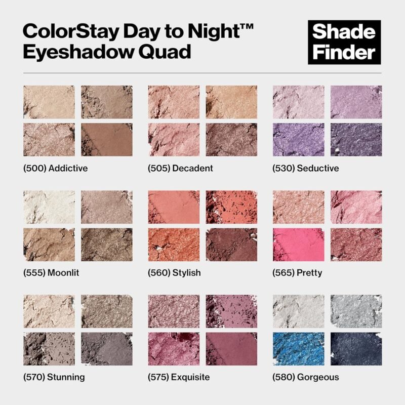 Revlon ColorStay Day to Night Eyeshadow Quad, Longwear Shadow Palette with Transitional Shades and Buttery Soft Feel, Crease & Smudge Proof, 555 Moonlit, 0.16 oz - Image 6