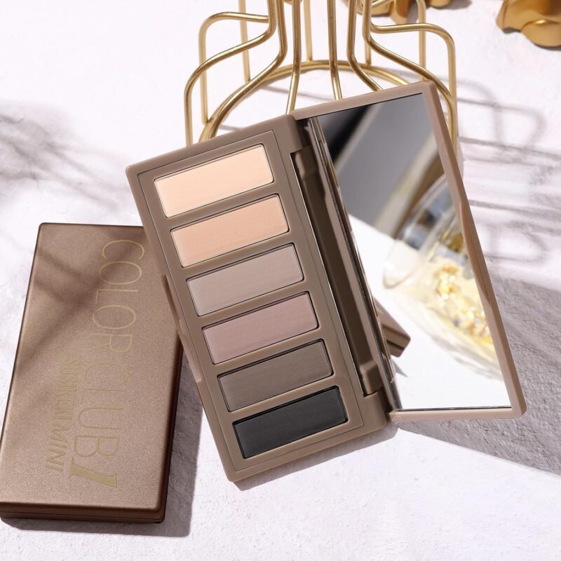 6 Colors Mini Naked Eyeshadow Makeup Palette Neutral Nude Smoky Eye Shadow Taupe & Brown Matte Make Up Pallet with Mirror Highly Pigmented Long Lasting Waterproof Travel Size Gift Kit 01 - Image 7