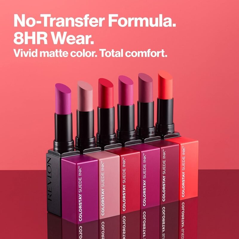 REVLON Lipstick, ColorStay Suede Ink, Built-in Primer, Infused with Vitamin E, Waterproof, Smudge-proof, Matte Color, 006 In The Money, 0.09 oz. - Image 4