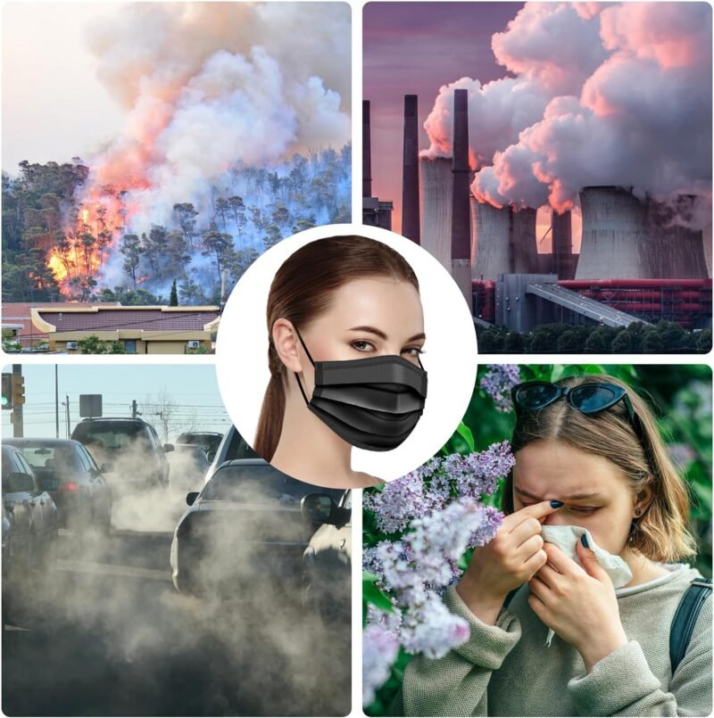 100 PCS Disposable Face Masks, Black Disposable Masks, 3 Ply Protection Face Masks - Image 6