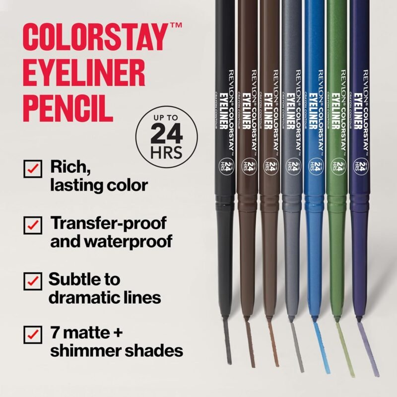 Revlon ColorStay Pencil Waterproof Eyeliner, Smudge-Proof, Eye Makeup with Built-In Sharpener, Packaging May Vary, 201 Black, 2 pack - Image 5