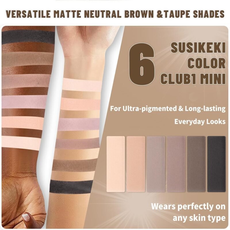 6 Colors Mini Naked Eyeshadow Makeup Palette Neutral Nude Smoky Eye Shadow Taupe & Brown Matte Make Up Pallet with Mirror Highly Pigmented Long Lasting Waterproof Travel Size Gift Kit 01 - Image 2