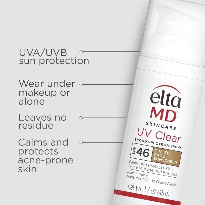 EltaMD UV Clear Tinted Face Sunscreen, SPF 46 Oil- Free Tinted Sunscreen with Zinc Oxide, Dermatologist Recommended Sunscreen, 1.7 oz Pump - Image 2