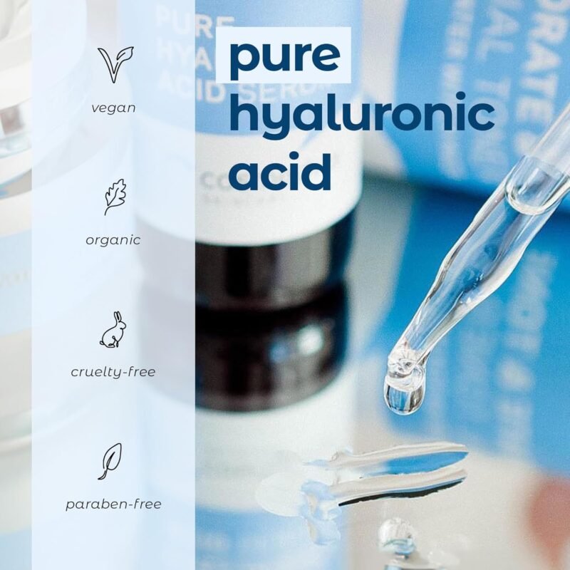 Hyaluronic Acid Serum for Skin 100% Pure Anti Aging Serum Intense Hydration Moisture Non greasy Paraben free, Wrinkle Reducing and Brightening Serum (Pro Formula) 2oz - Image 2
