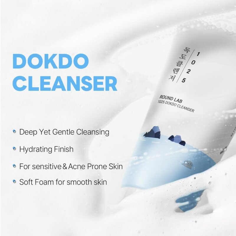 ROUND LAB 1025 Dokdo Cleanser 5.07 Fl Oz, Low pH Facial Cleanser for Sensitive Skin, Rich Soft Bubbles for Deep Cleansing and Makeup Removal, Hydrating Face Wash with Deep Sea Water, Korean Skin Care - Image 2