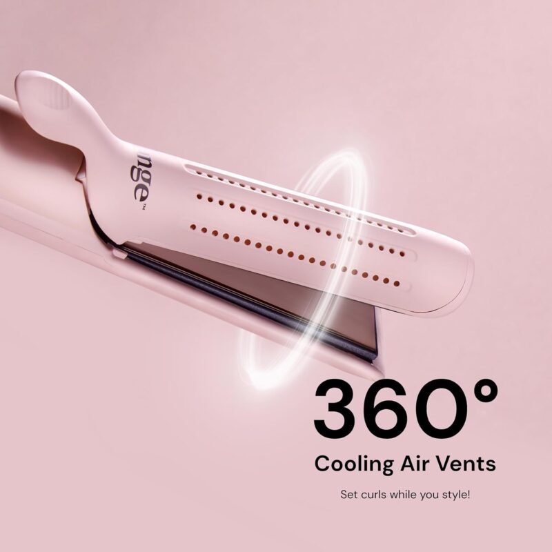 L'ANGE HAIR Le Duo Standard 360° Airflow Styler | 2-in-1 Curling Wand & Titanium Flat Iron Hair Straightener | Professional Hair Curler with Cooling Air Vents | Dual Voltage & Adjustable Temp (Blush) - Image 4