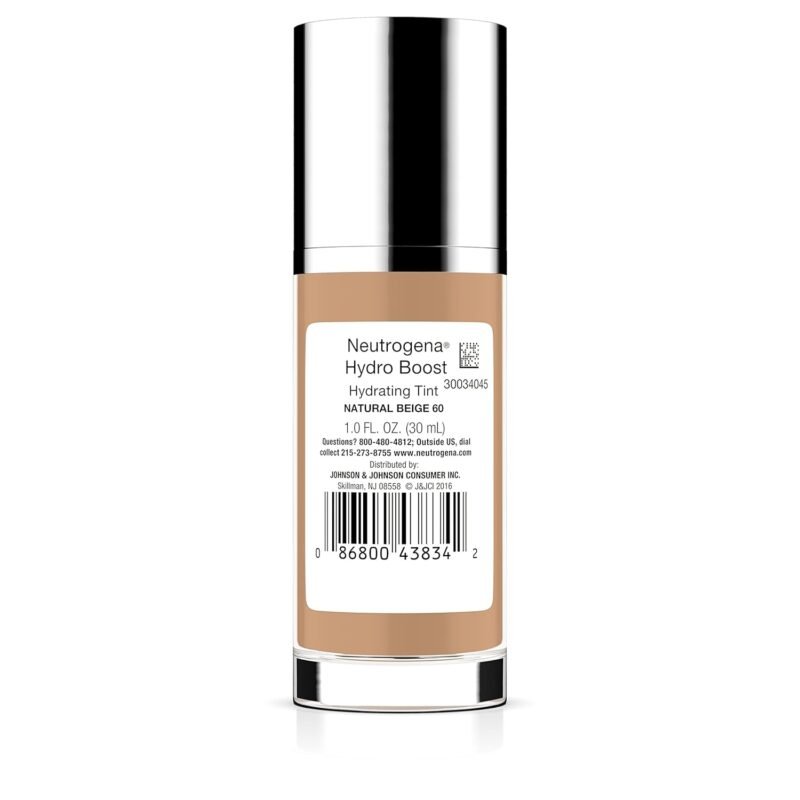 Neutrogena Hydro Boost Hydrating Tint with Hyaluronic Acid, Lightweight Water Gel Formula, Moisturizing, Oil-Free & Non-Comedogenic Liquid Foundation Makeup, 60 Natural Beige 1.0 fl. oz - Image 8