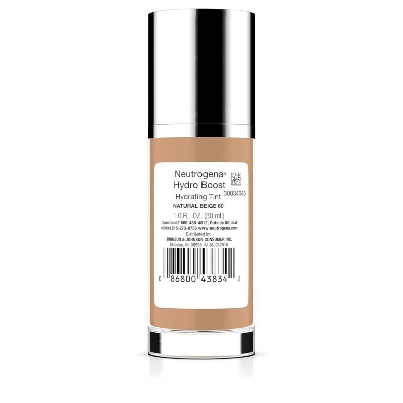 Neutrogena Hydro Boost Hydrating Tint with Hyaluronic Acid, Lightweight Water Gel Formula, Moisturizing, Oil-Free & Non-Comedogenic Liquid Foundation Makeup, 60 Natural Beige 1.0 fl. oz - Image 11