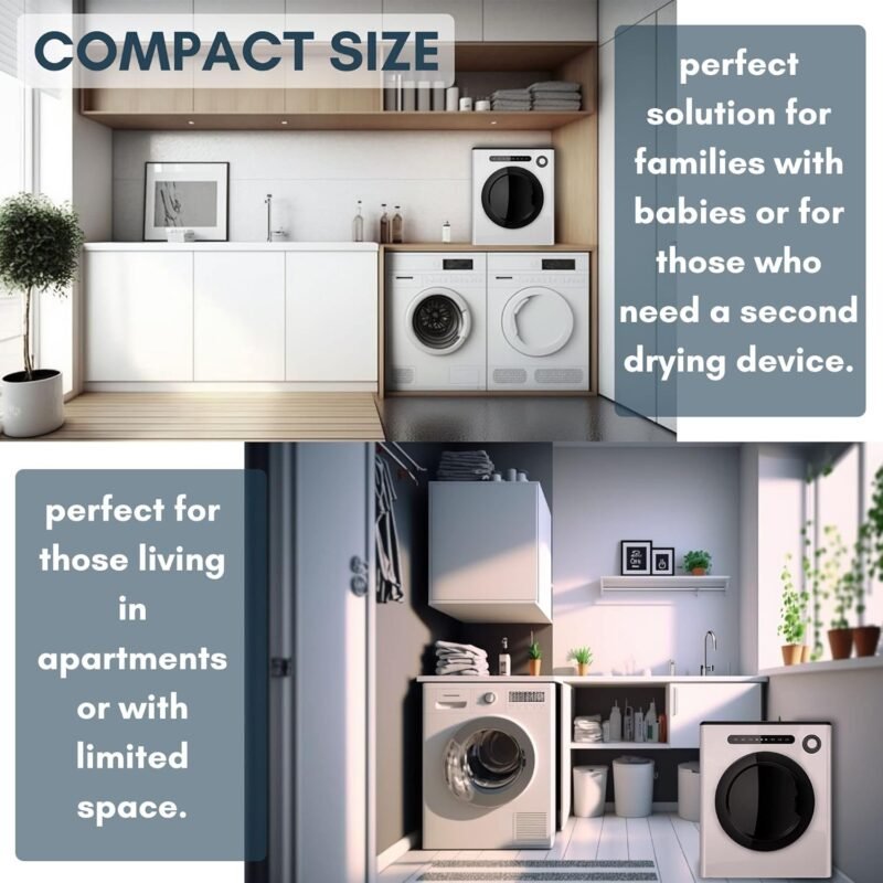 11LBS Compact Dryer 950W Portable Clothes Dryer Machine for Small Spaces, RVs and Apartments - Quiet, Sturdy ，Easy to Use and LED Display - Image 5