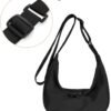Small Sling Crossbody Bag for Women Men Trendy, Mini Crescent Bag with Adjustable Strap, 2 Zippers Lightweight Nylon Bag - Image 4