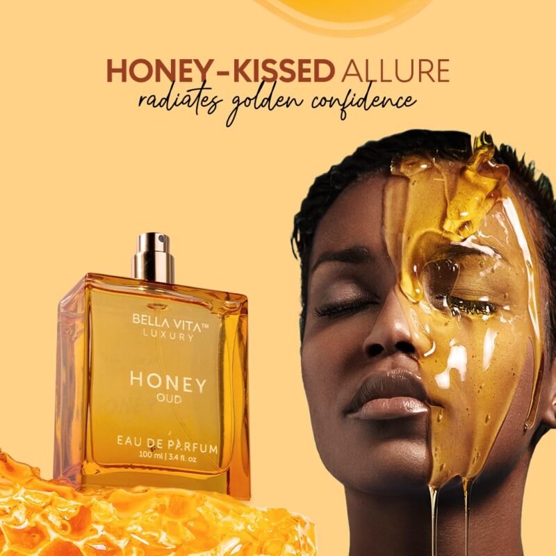 BellaVita Honey OUD Perfume for Women & Men (3.4 fl.oz) | Vanilla, Bergamot & Patchouli Perfume | Long-Lasting Arabian Unisex Perfumes for Women & Men | Floral & Spicy Vegan Cologne Honey Perfume - Image 3