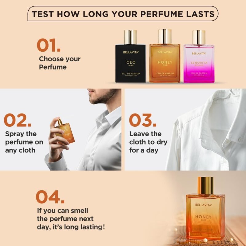 BellaVita Honey OUD Perfume for Women & Men (3.4 fl.oz) | Vanilla, Bergamot & Patchouli Perfume | Long-Lasting Arabian Unisex Perfumes for Women & Men | Floral & Spicy Vegan Cologne Honey Perfume - Image 7