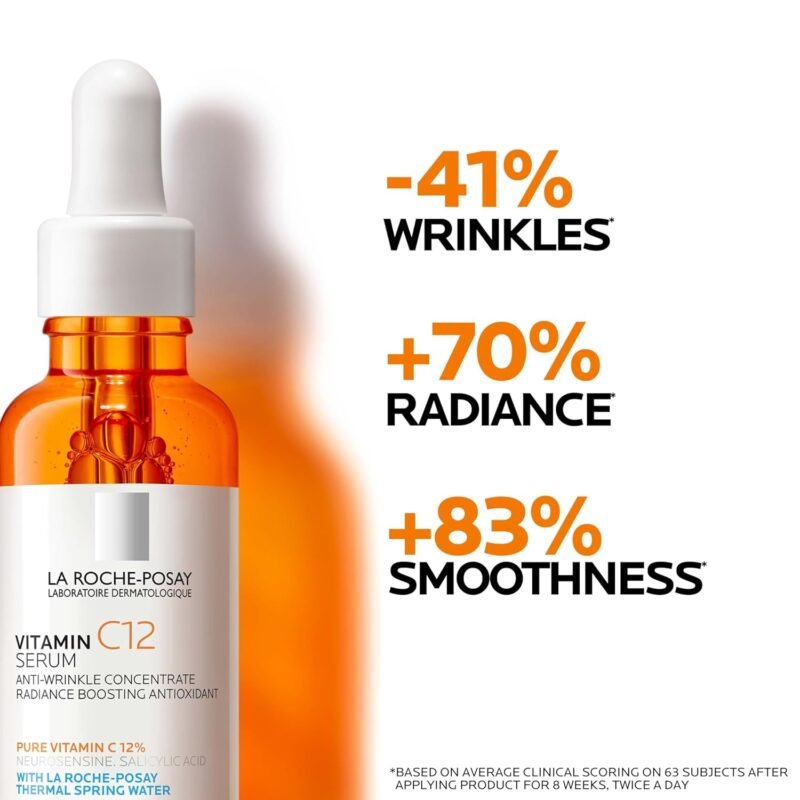 La Roche-Posay Pure 12% Vitamin C Serum For Face With Hyaluronic Acid & Salicylic Acid, Hydrating Face Serum, Boost Radiance & Reduce Wrinkles, 2 Formulas for Normal or Oily Skin Control - Image 5