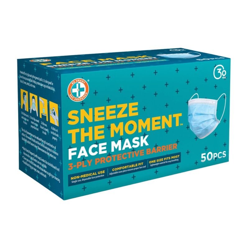 Be Smart Get Prepared 50 pcs FACE MASK, 3 Ply Protective Barrier, Single Use, Disposable Earloop – Home, Travel, Office, School, Work, Outdoors - Image 3