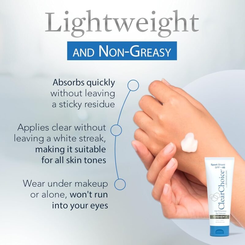 Clear Choice Sunscreen for Face SPF 45, Mineral Oil Sunblock & Light Moisturizer with Zinc Oxide, Reef-Safe, Broad Spectrum, Water-Resistant, No White Cast, Dermatologist Recommended, 4oz - Image 4