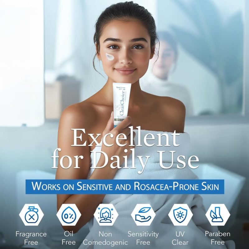 Clear Choice Sunscreen for Face SPF 45, Mineral Oil Sunblock & Light Moisturizer with Zinc Oxide, Reef-Safe, Broad Spectrum, Water-Resistant, No White Cast, Dermatologist Recommended, 4oz - Image 5