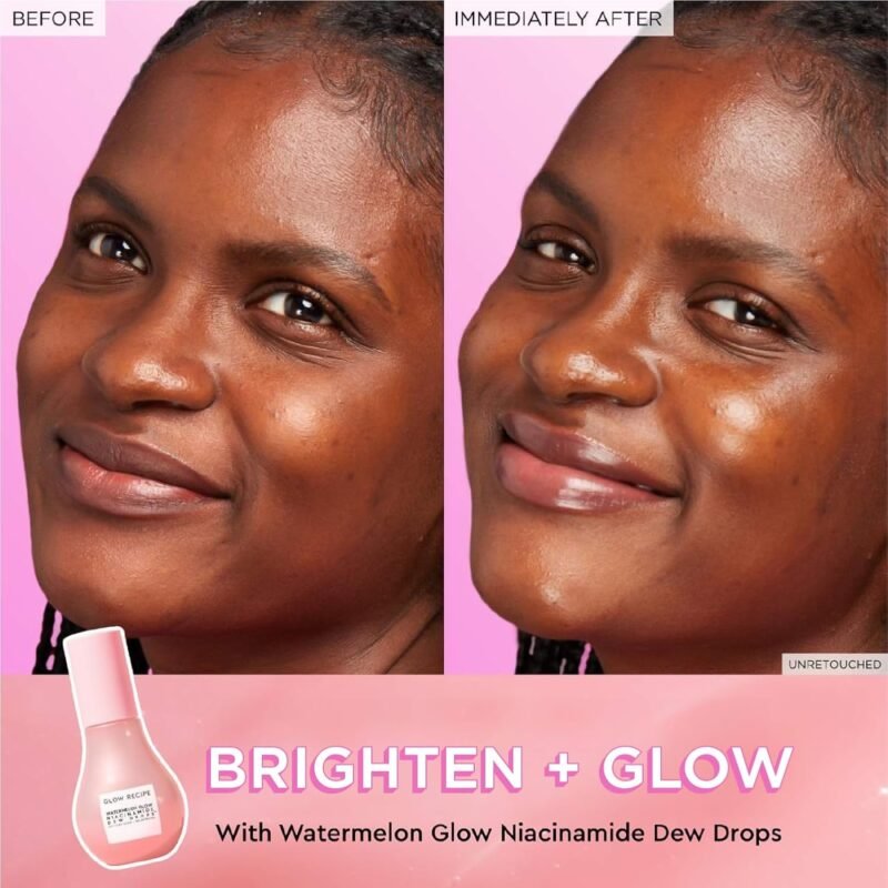 Glow Recipe Watermelon Niacinamide Dew Drops, Travel Size - Brightening, Plumping Hydrating Face Serum, Makeup Primer + Liquid Highlighter with Hyaluronic Acid - Dewy & Glowing Korean Skin Care (15ml) - Image 3
