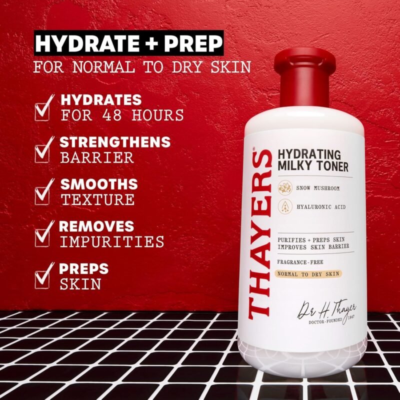THAYERS Milky Face Toner Skin Care with Snow Mushroom and Hyaluronic Acid, Natural Gentle Facial Toner, for Dry and Sensitive Skin, 355mL - Image 3