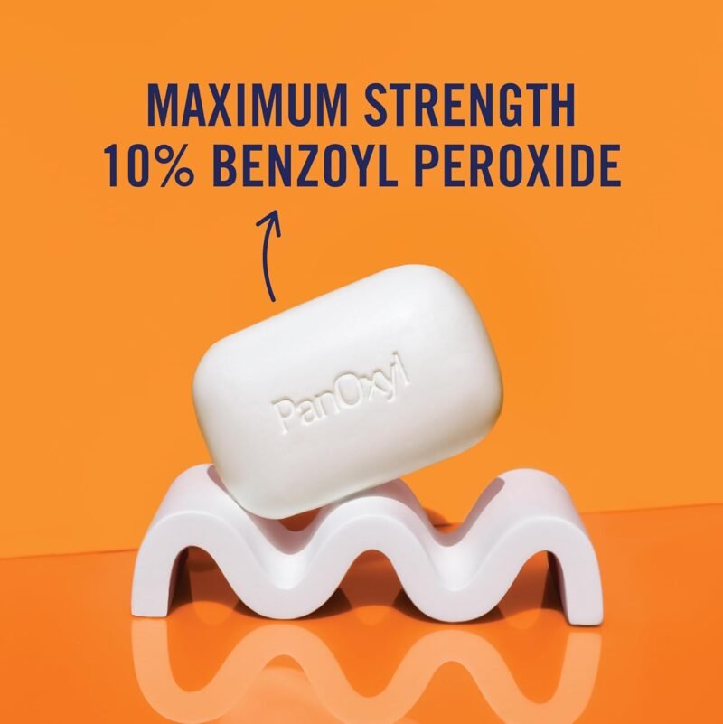 PanOxyl Acne Treatment Bar with 10% Benzoyl Peroxide, Maximum Strength Bar Soap for Face, Chest and Back, Benzoyl Peroxide Soap Body Wash, Vegan, For Acne Prone Skin, 4 oz - Image 4