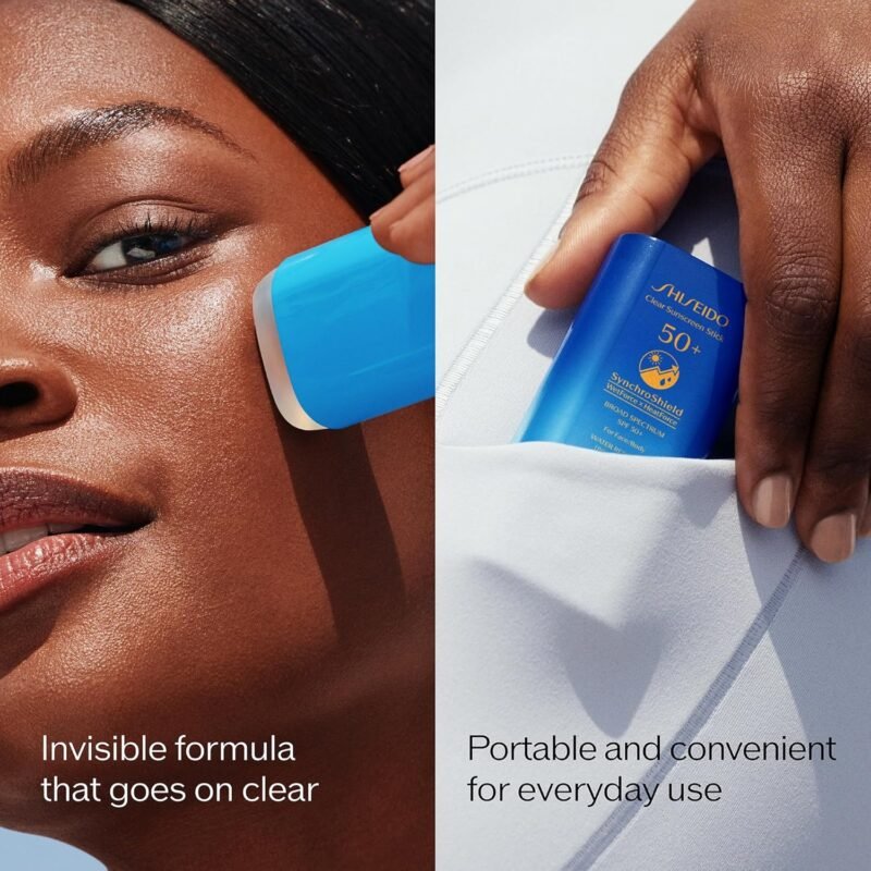Shiseido Clear Sunscreen Stick SPF 50+ - Invisible Broad-Spectrum Face Sunscreen - Wear Under & Over Makeup - Lightweight Formula - All Skin Types - Image 3