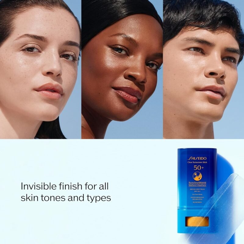 Shiseido Clear Sunscreen Stick SPF 50+ - Invisible Broad-Spectrum Face Sunscreen - Wear Under & Over Makeup - Lightweight Formula - All Skin Types - Image 4