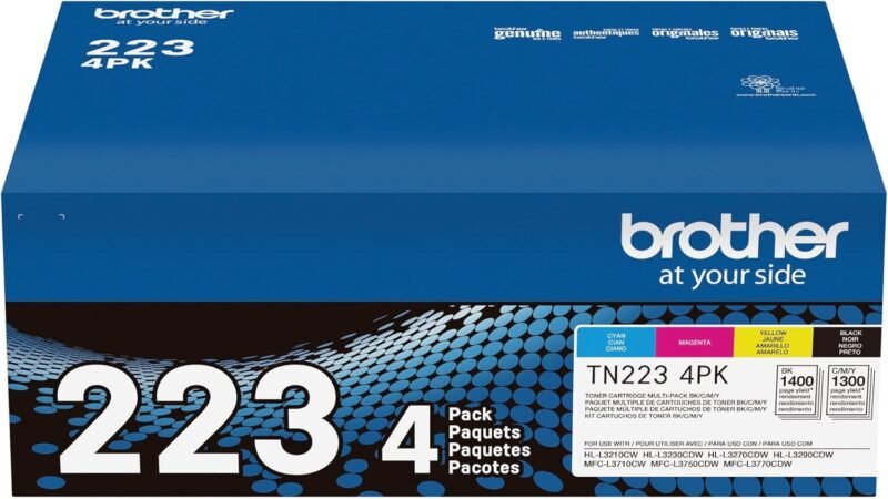 Brother Genuine Standard-Yield Toner Cartridge Four Pack TN223 4PK - includes one cartridge each of Black, Cyan, Magenta & Yellow Toner, Standard Yield, Model: TN2234PK - Image 8