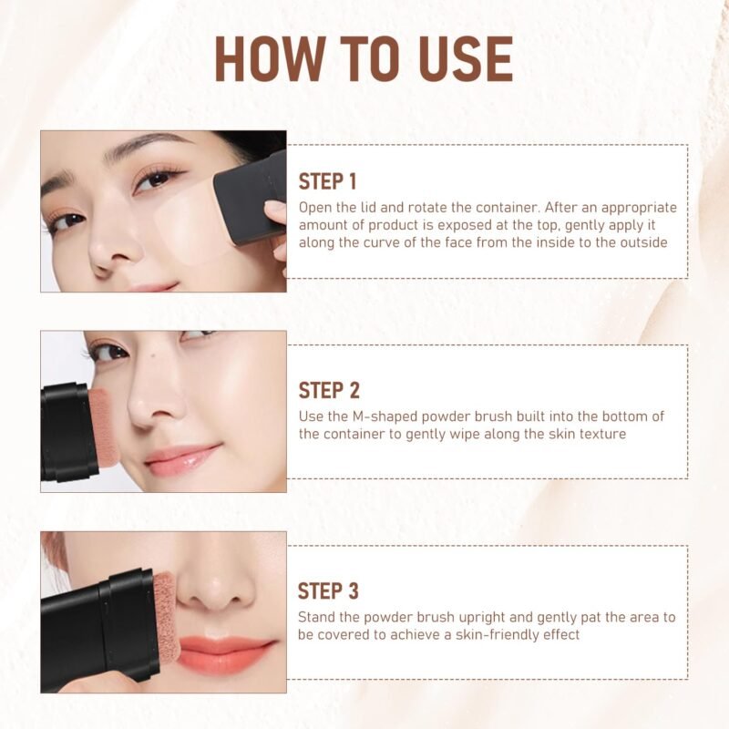 Flawless Eraser Foundation Stick,Korean Hydrating Lightweight Foundation Stick with Brush,Multi-Use Foundation Stick Makeup, Waterproof Thin and Cover Blemishes for All Skin Types (natural, 02) - Image 4