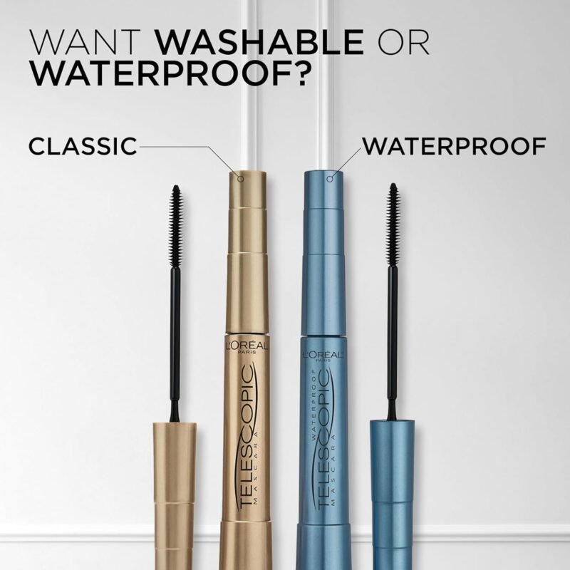 L'Oreal Paris Makeup Original Telescopic Lengthening Mascara, Waterproof Black - Image 7