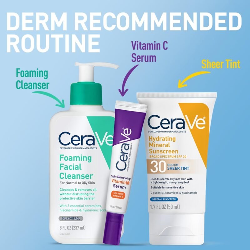 CeraVe Hydrating Mineral Sunscreen SPF 30 with Sheer Tint, Tinted Mineral Sunscreen with Zinc Oxide & Titanium Dioxide, Blends Seamlessly For Healthy Glow, Light, 1.7 Oz - Image 6