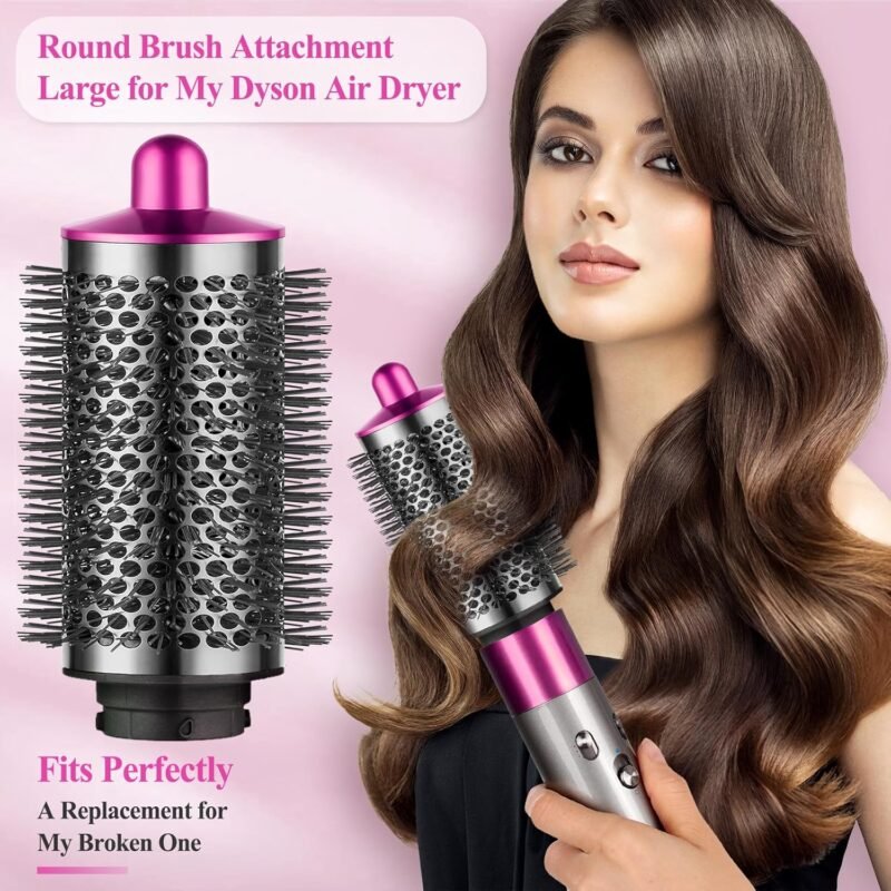 Large Round Volumizing Brush for Dyson Airwrap Accessories Bigger Oval Round Brush Volumizer Attachment Tool, Rose - Image 3