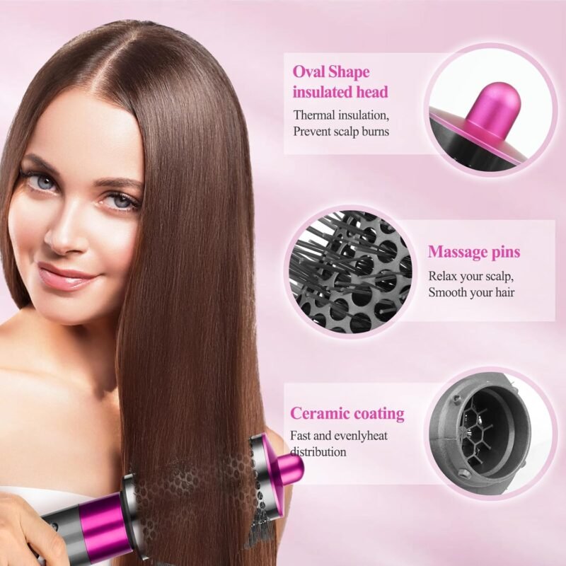 Large Round Volumizing Brush for Dyson Airwrap Accessories Bigger Oval Round Brush Volumizer Attachment Tool, Rose - Image 6