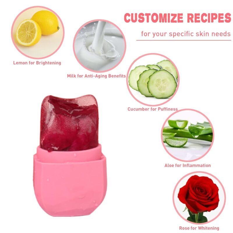 Ice Roller and Gua Sha Set for Face, Eyes and Neck - Skin Care Beauty Tools to Brighten Skin and Enhance Natural Glow (Pink) - Image 3